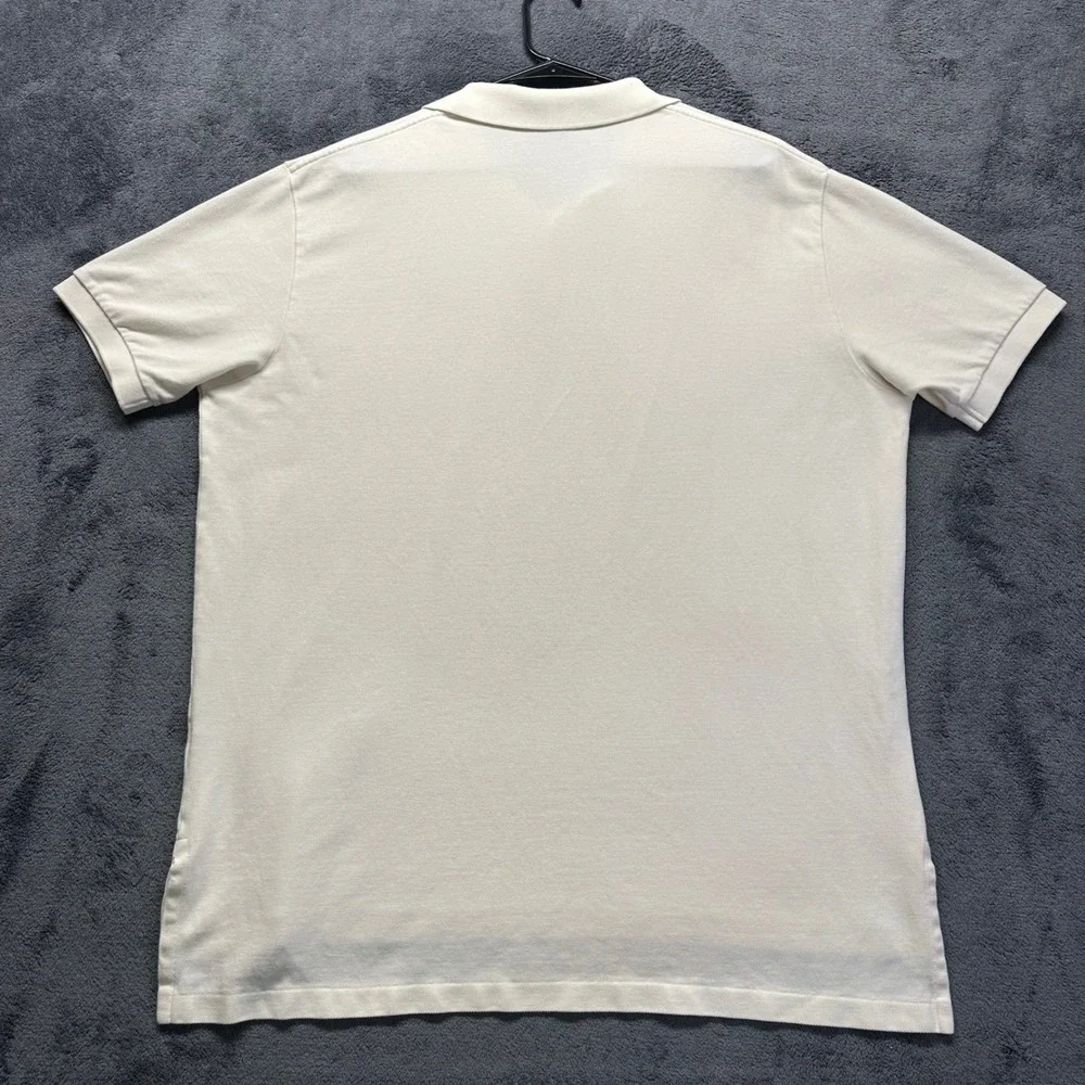 Vintage Polo Ralph Lauren Pique Polo Shirt Mens XL Cream Green Pony Logo Preppy